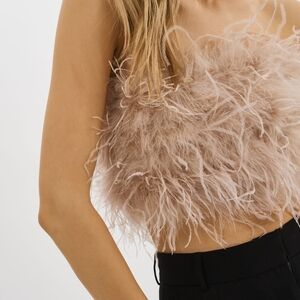 Lamarque Feathered Crop Top in Feather Pink